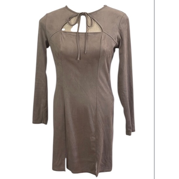 Kendall & Kylie dress mini gray body con faux suede cut out women’s size small S - Picture 1 of 10